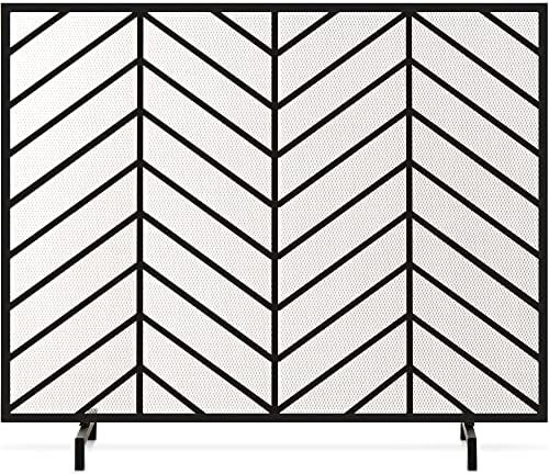 Best Choice Products 38x31in Single Panel Handcrafted Wrought Iron Mesh Chevron Fireplace Screen,... | Amazon (US)