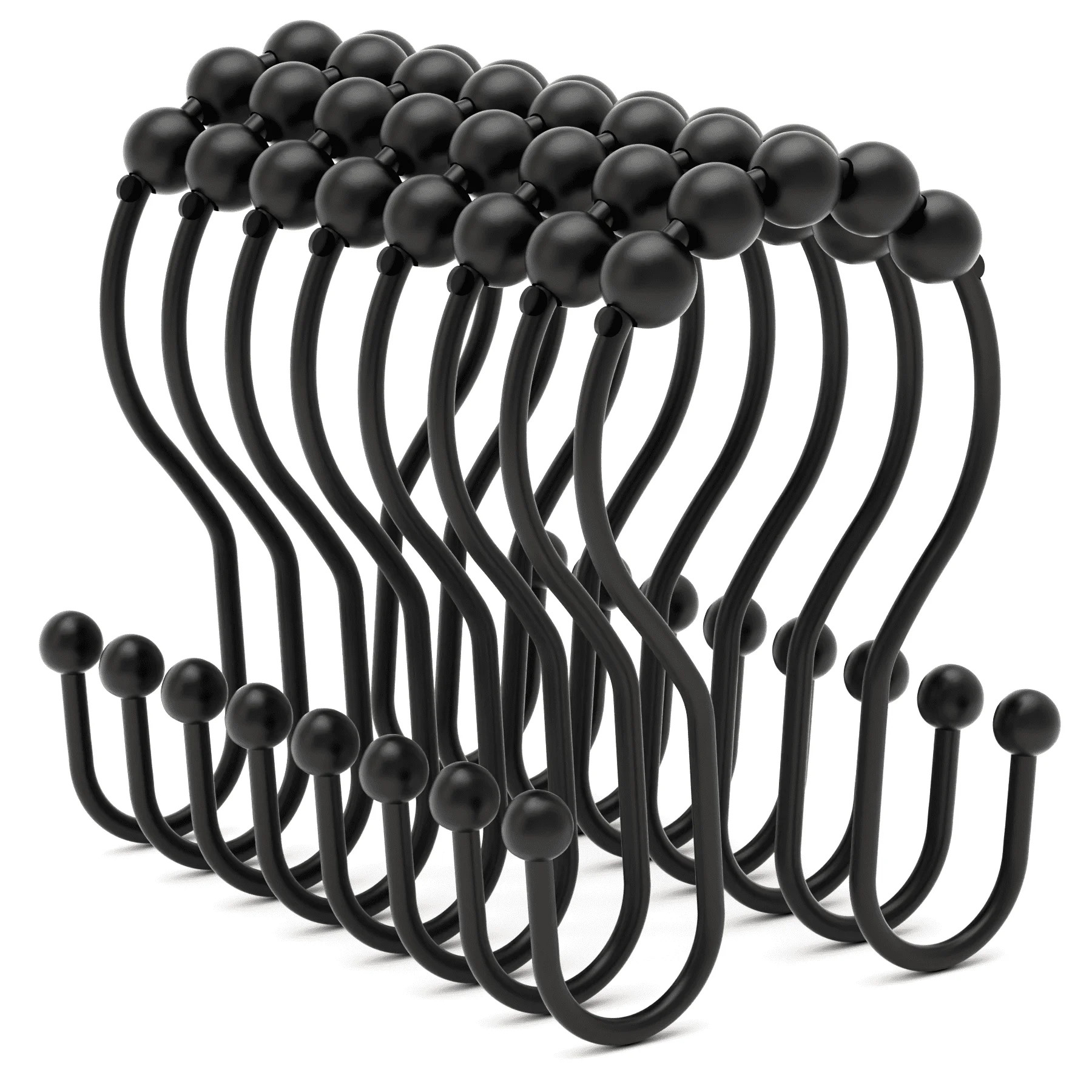 AmazerBath Shower Curtain Hooks Shower Curtain Rings Rust Proof Black Shower Curtain Hooks Balanc... | Walmart (US)