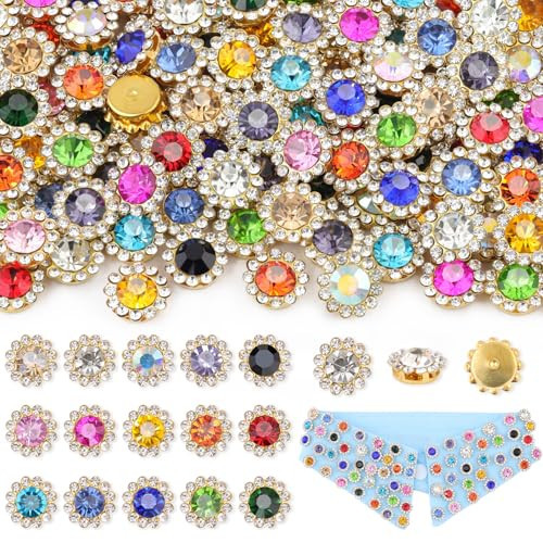150 PCS 15 Mixed Colors Sew on Crystal Glass Rhinestones with Metal Base Flower Shape Claw Flatback Rhinestones for Crafting, Bedazzling on Clothes, Shoes, Hats, Bags & Sewing Accessories | Amazon (US)
