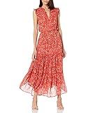 Jessica Simpson Women's Katie Ruffle Trim Three Tier Maxi Dress, Rose of Sharon Acrylic Ditsy, X-Sma | Amazon (US)