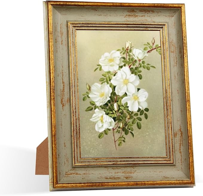 5x7 Picture Frames Retro Antique Picture Frames with Green Gold Edge Line 5 by 7 Vintage Photo Fr... | Amazon (US)