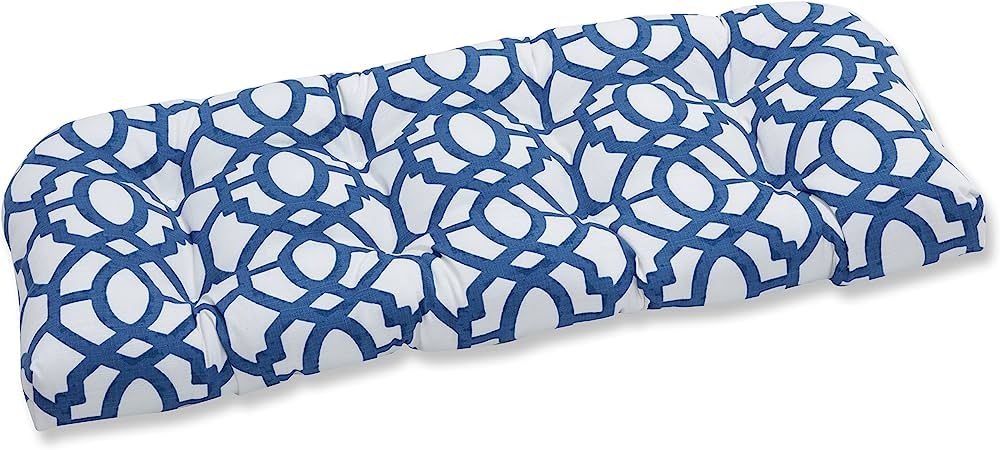 Pillow Perfect Outdoor/Indoor Nunu Geo Ink Tufted Loveseat Cushion, 44" x 19", Blue | Amazon (US)
