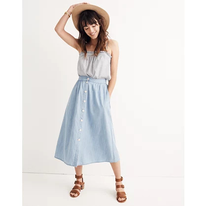 Palisade Button-Front Midi Skirt in Indigo | Madewell