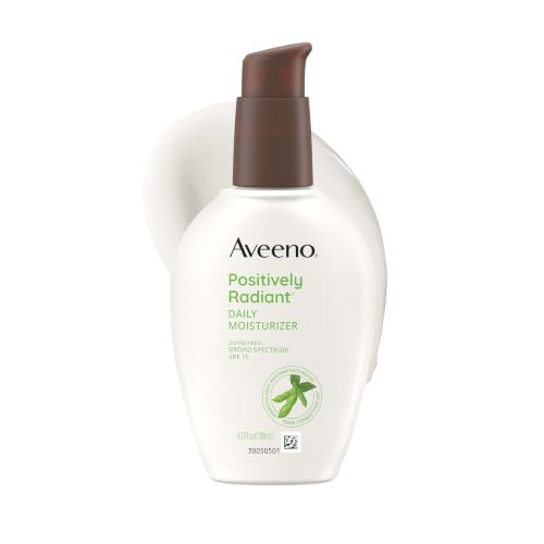 Aveeno Positively Radiant Daily Face Moisturizer with SPF 15 Sunscreen, Hydrating Face Lotion with Soy Extract to Improve Skin Tone and Texture, Hypoallergenic Formula, Oil-Free, 4 Fl Oz | Amazon (US)