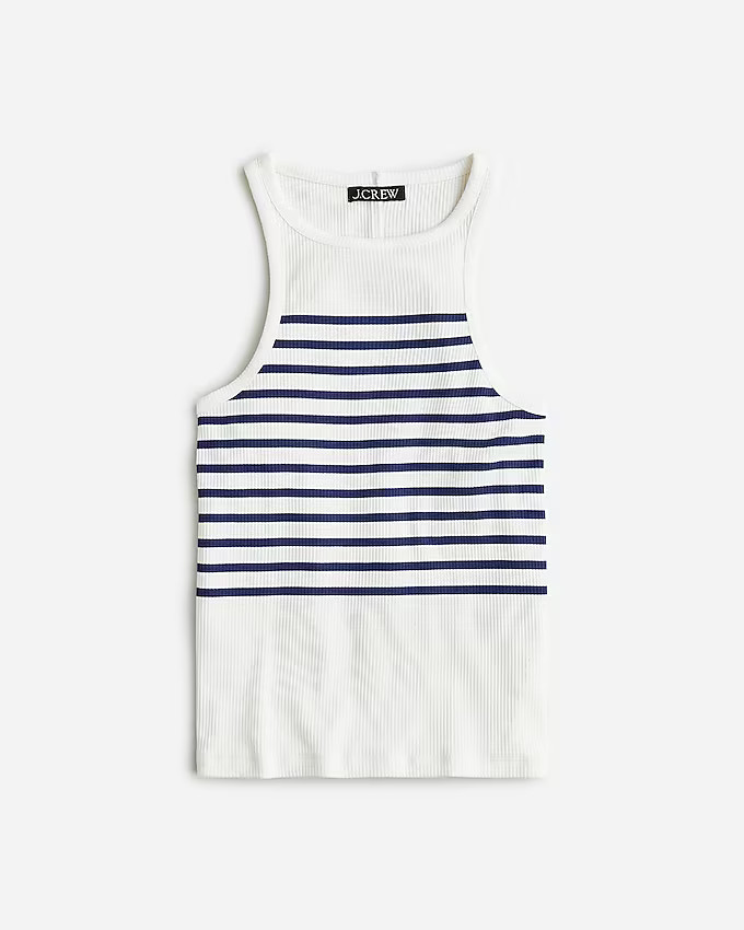Vintage rib high-neck cutaway tank top in stripe | J. Crew US