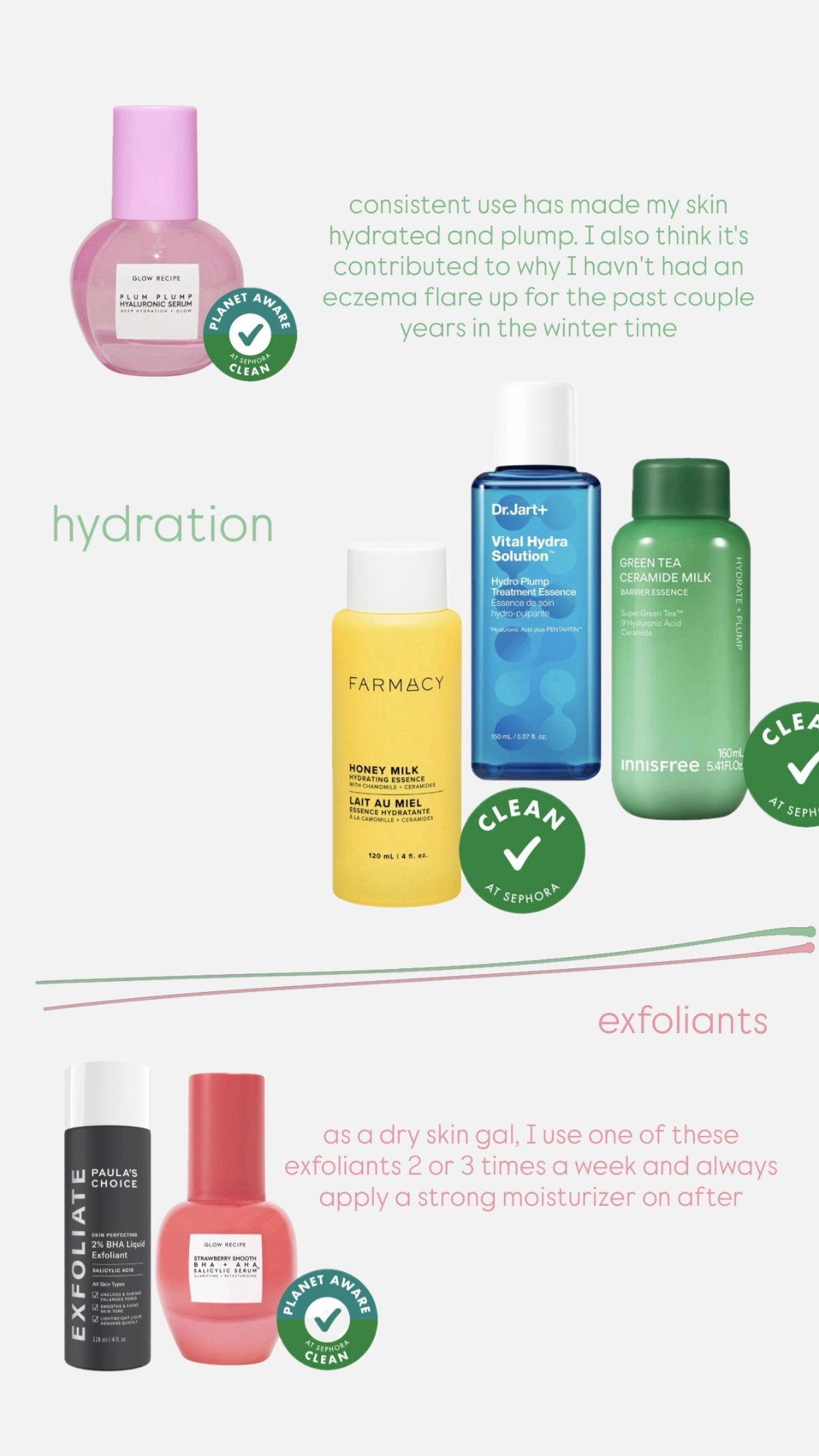 hydration and exfoliant skin care products for the Sephora sale🙂‍↕️ #sale #skincare #sephora 