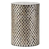 Benjara 20 Inch Stool Table, Round Wood Design, Modern, Capiz Inlay, Black and White | Amazon (US)