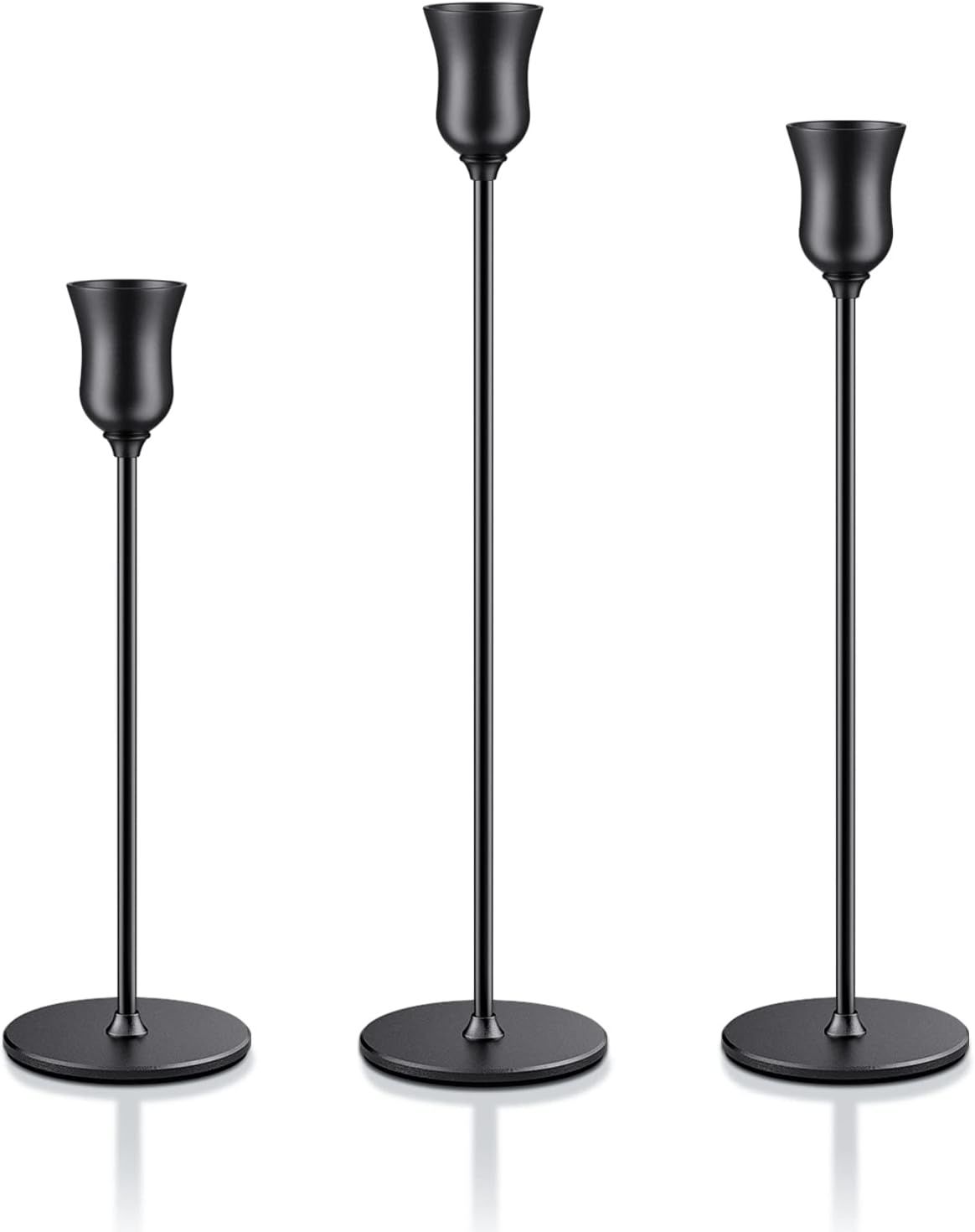 Black Candle Holders Set of 3 for Taper Candles, PChero Decorative Metal Candlesticks Stand Holde... | Amazon (US)