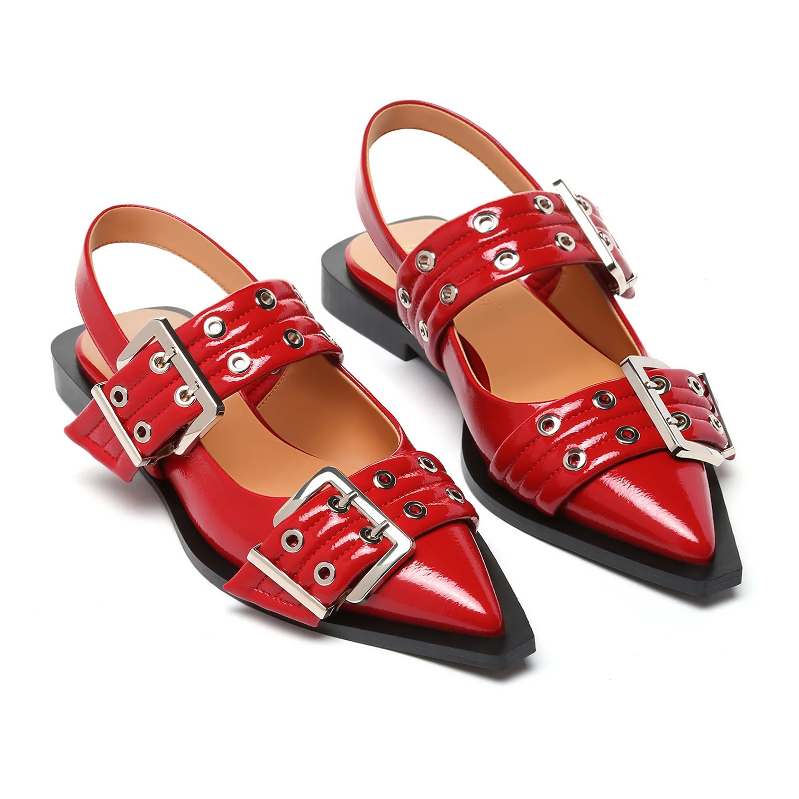 Women Slingback Ballet Flats Pointed Toe Buckle Comfortable Dress Slip-on Flat | Walmart (US)