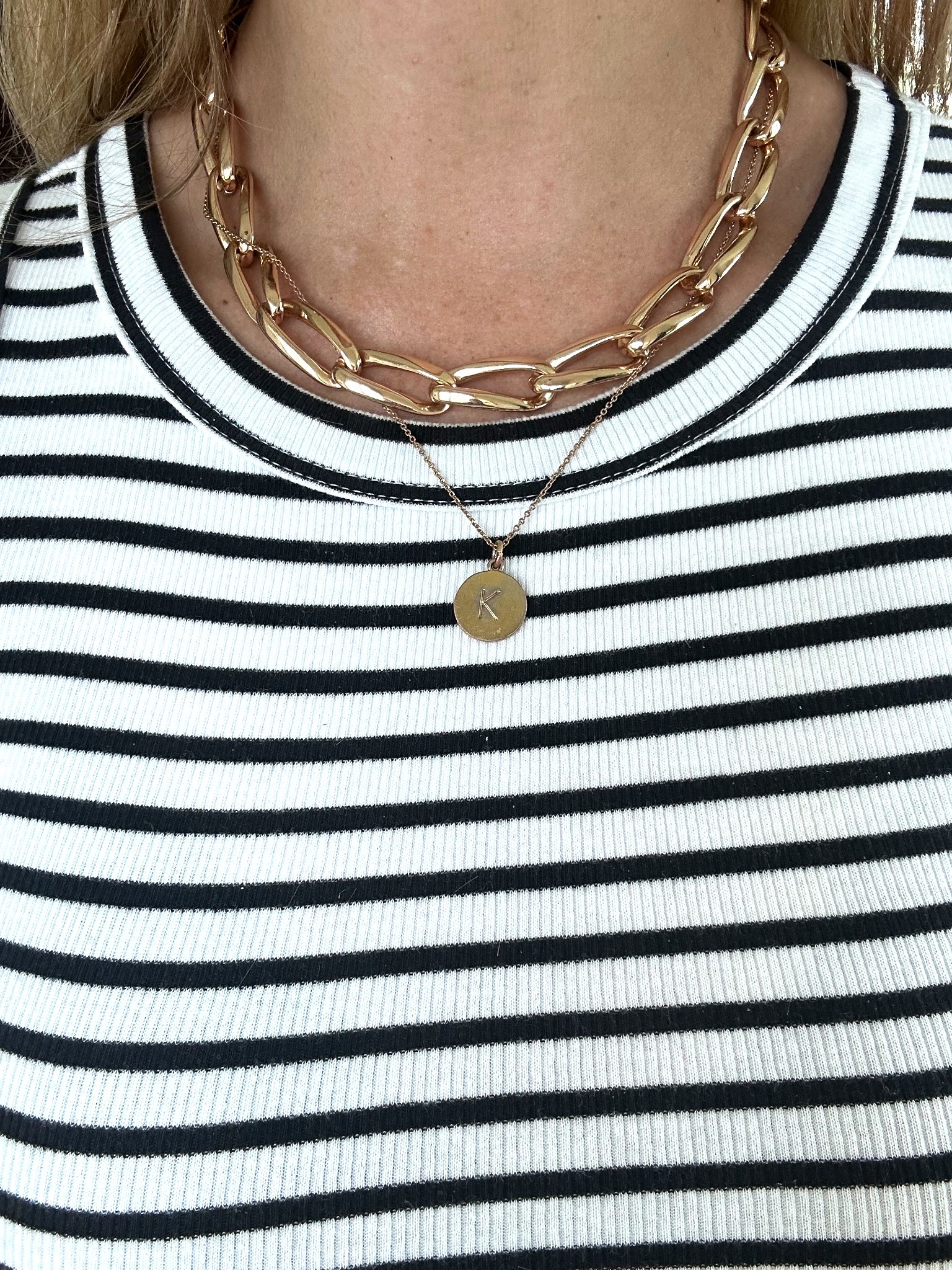 Gold chain necklace, gold, nautical, chain, initial necklace, stacking necklaces, Larry, necklaces, gold, stacking necklace, J.Crew factory, Kate Spade