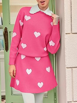 Tankaneo Womens Skirt 2 Piece Sweater Set Long Sleeve Crewneck Sweaters Pleated Mini Skirt Knit L... | Amazon (US)