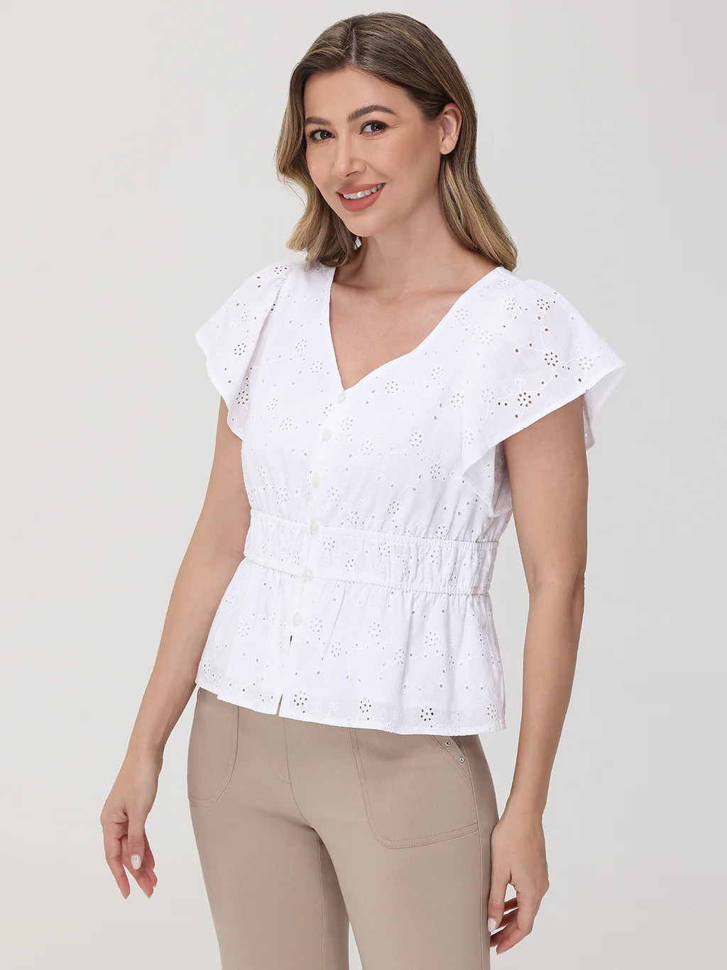 89th & Madison Eyelet Peplum Top | 89th + Madison