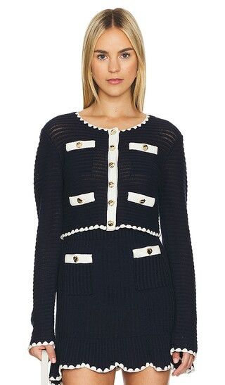 Contrast Trim Cardigan in Navy | Revolve Clothing (Global)