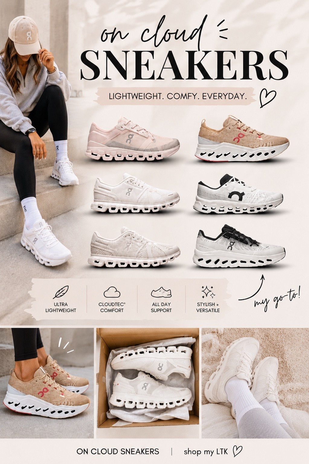 My Favorite On Cloud Sneakers for All-Day Comfort ☁️🤍
If you’re on your feet all day, these On Cloud sneakers are worth the hype! ☁️ Lightweight, supportive, and easy to style with leggings, jeans, or athleisure looks. Sharing my favorite On Cloud picks that combine comfort and style for everyday wear. 🤍✨

#LTKStyleTip #LTKShoeCrush #OnCloud #SneakerFinds #AthleisureStyle #ComfortMeetsStyle

#LTKActive #LTKSeasonal #LTKdayinmylife
