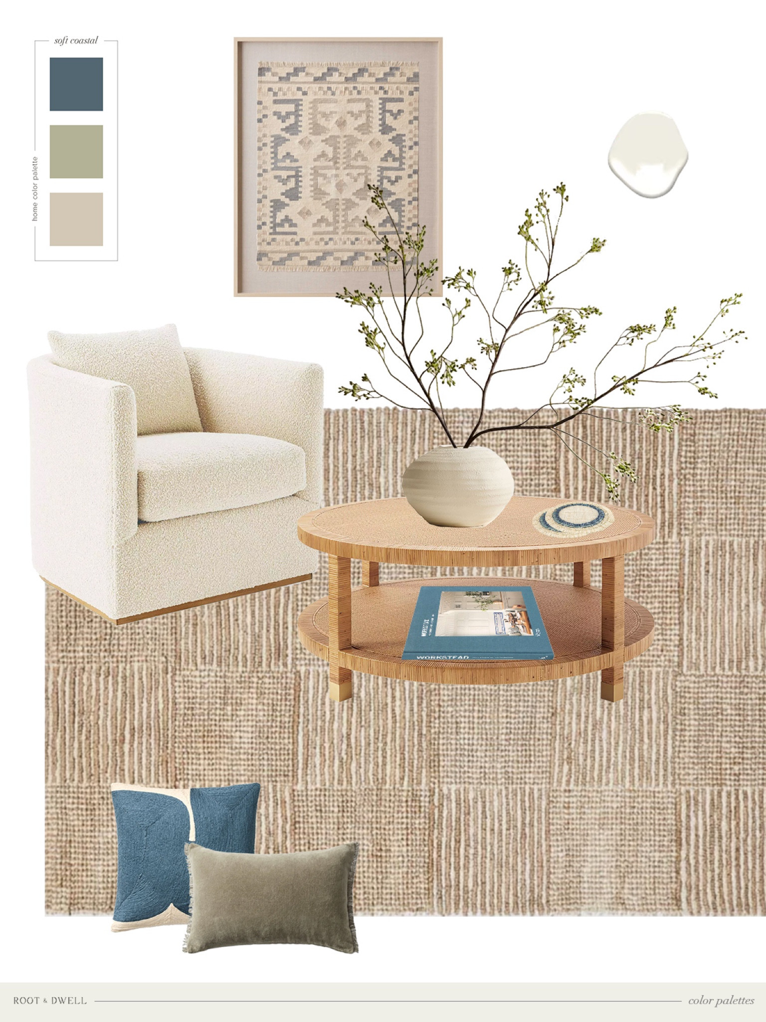Design board based on “soft coastal” color palette.