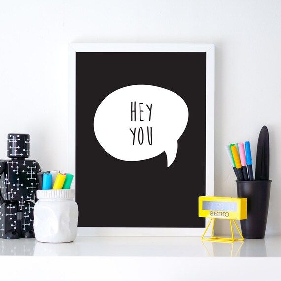 Hey You! Pink Floyd Lyrics Chat Bubble Printable Wall Art Print Work Fun Comic Decor Workspace Black | Etsy (US)