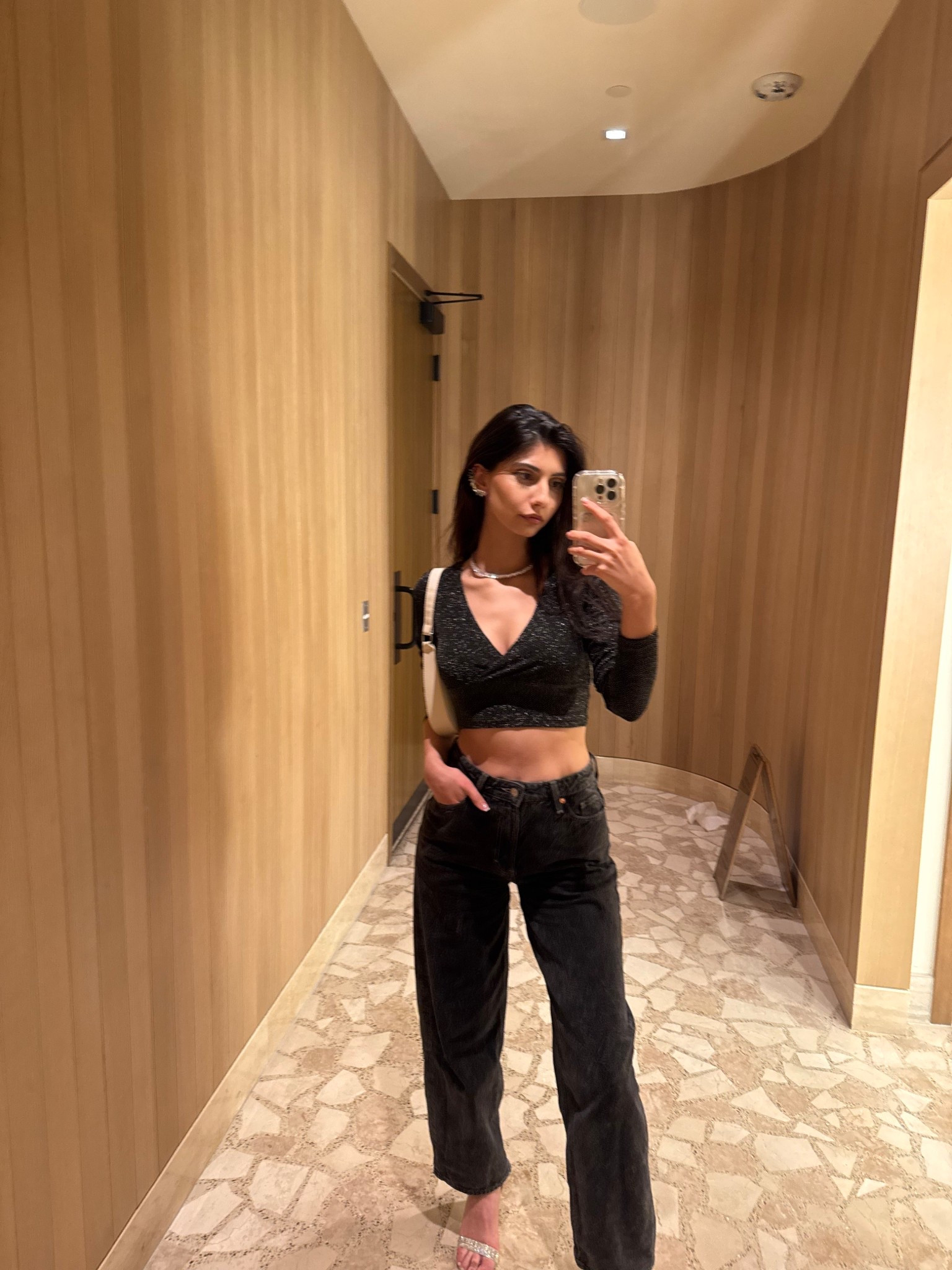 ✨ Chic night-out vibes ✨
Loving this black shimmer crop top paired with high-waist relaxed jeans and clear strap heels effortless yet polished. Perfect for a date night or cocktails with friends 
Keep in mind some of my clothes I bought in Europe  so I will attach some similar things that you can get here
🍸 #LTKStyle #LTKUnder100 #LTKFinds #OutfitInspo

#LTKParties #LTKFindsUnder100 #LTKTall