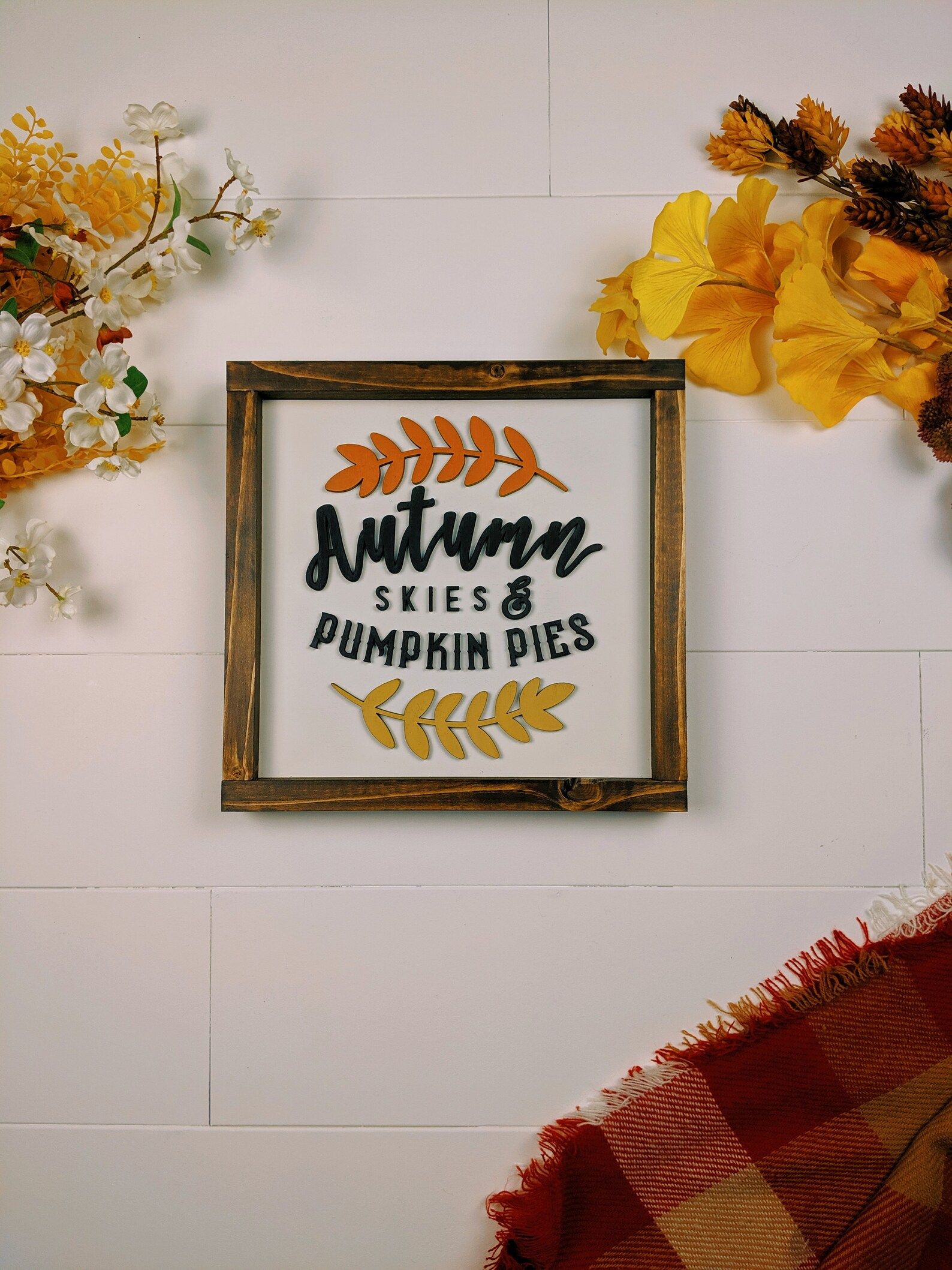 Autumn Skies and Pumpkin Pies, Autumn Fall Farmhouse Sign Decor | Etsy (US)