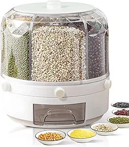 Grain Dispenser, Grain and Rice Storage Container Kitchen, 360° Rotating Rice and Grain Dispense... | Amazon (US)