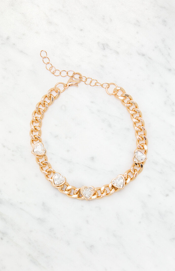 Heart Link Bracelet in Gold | PacSun