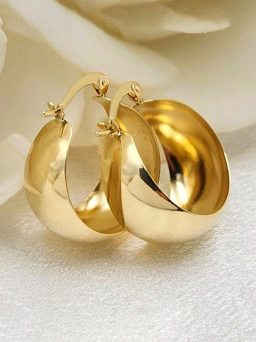 1 Pair Elegant Round Hoop Earrings For Women, Suitable For Wedding, Anniversary, Engagement Party... | SHEIN