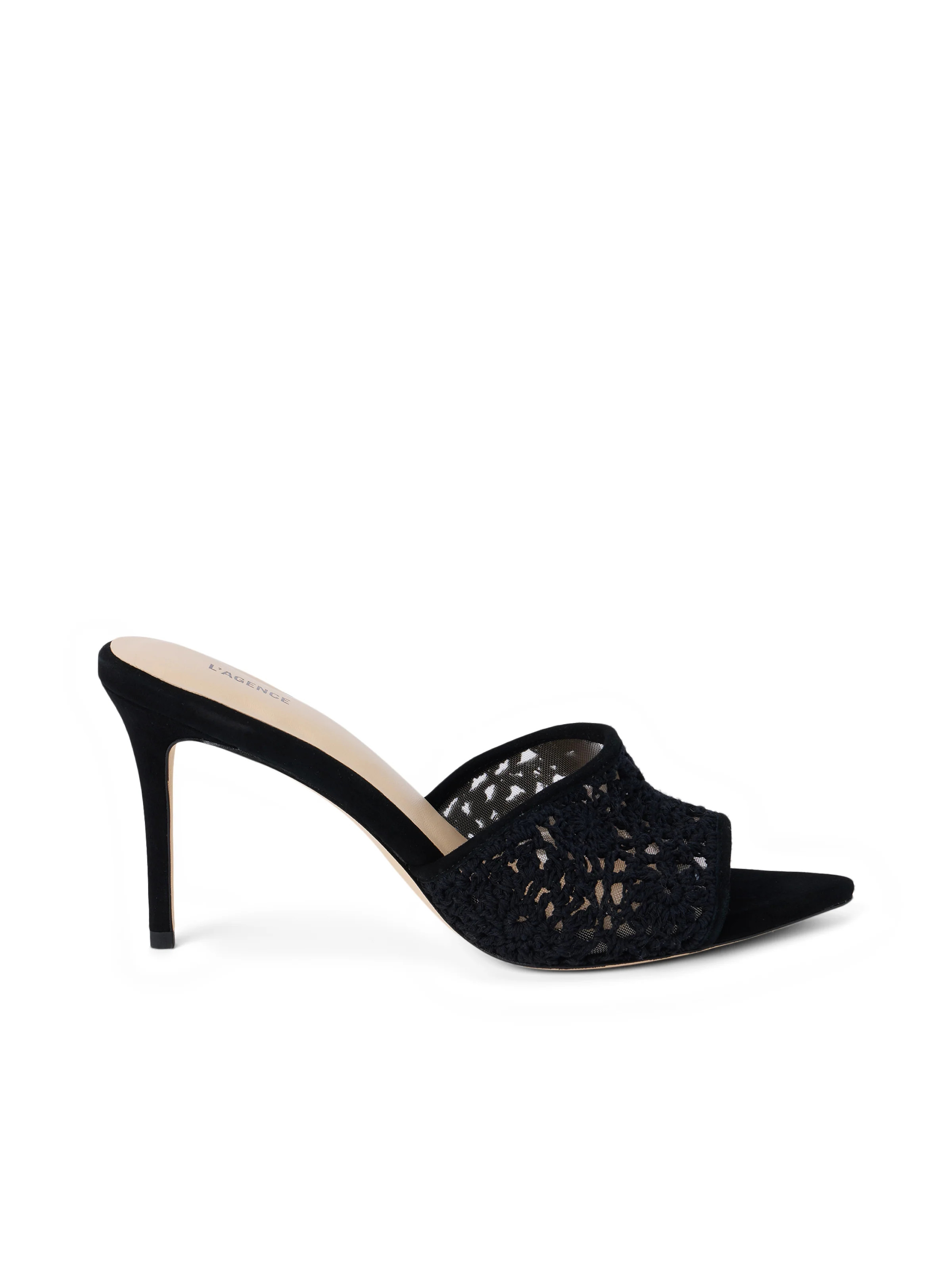L'AGENCE - Armande Crochet Mule in Black Crochet | L'Agence