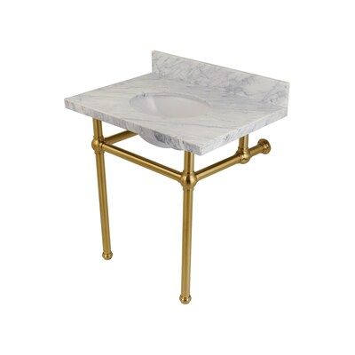 Kingston Brass Templeton Carrara Marble/Brushed Brass Marble Wall-mount Rectangular Transitional ... | Lowe's