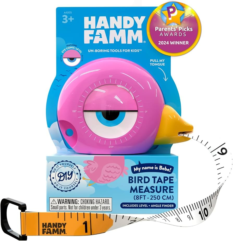 8Ft Animal-Shaped Kids Tape Measure, Level & Protractor Angle Finder, Fun Educational Children's ... | Amazon (US)