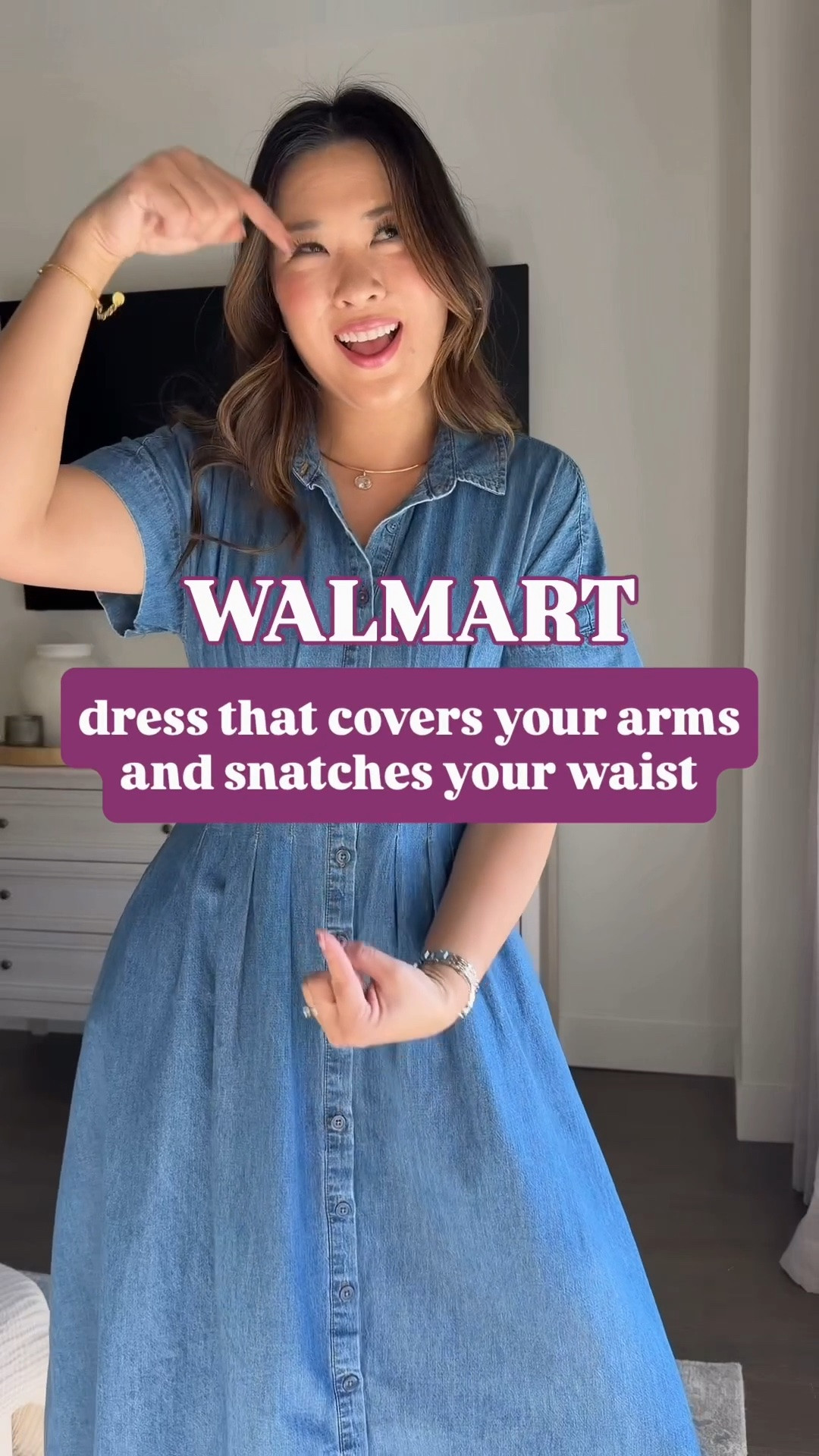 Walmart dress that covers your arms and snatches your waist!
Dress: Small
