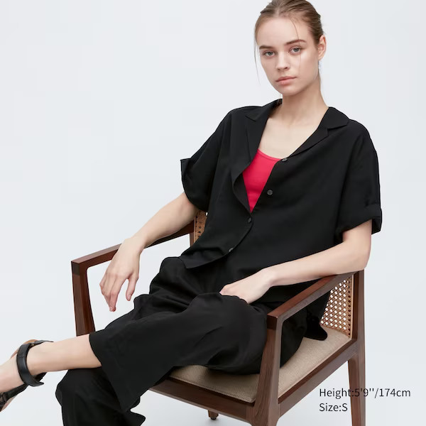 Linen Blend Open Collar Short-Sleeve Shirt | UNIQLO (US)