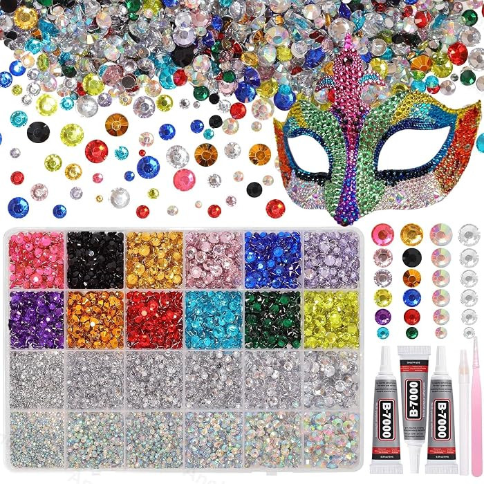26000PCS Colorful Resin Flatback Rhinestones for Crafting, Bedazzling Kit | Amazon (US)