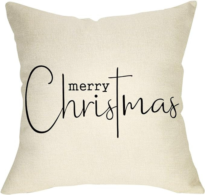 Softxpp Merry Christmas Throw Pillow Cover, Decorative Xmas Sign Rustic Cushion Case, Farmhouse H... | Amazon (US)