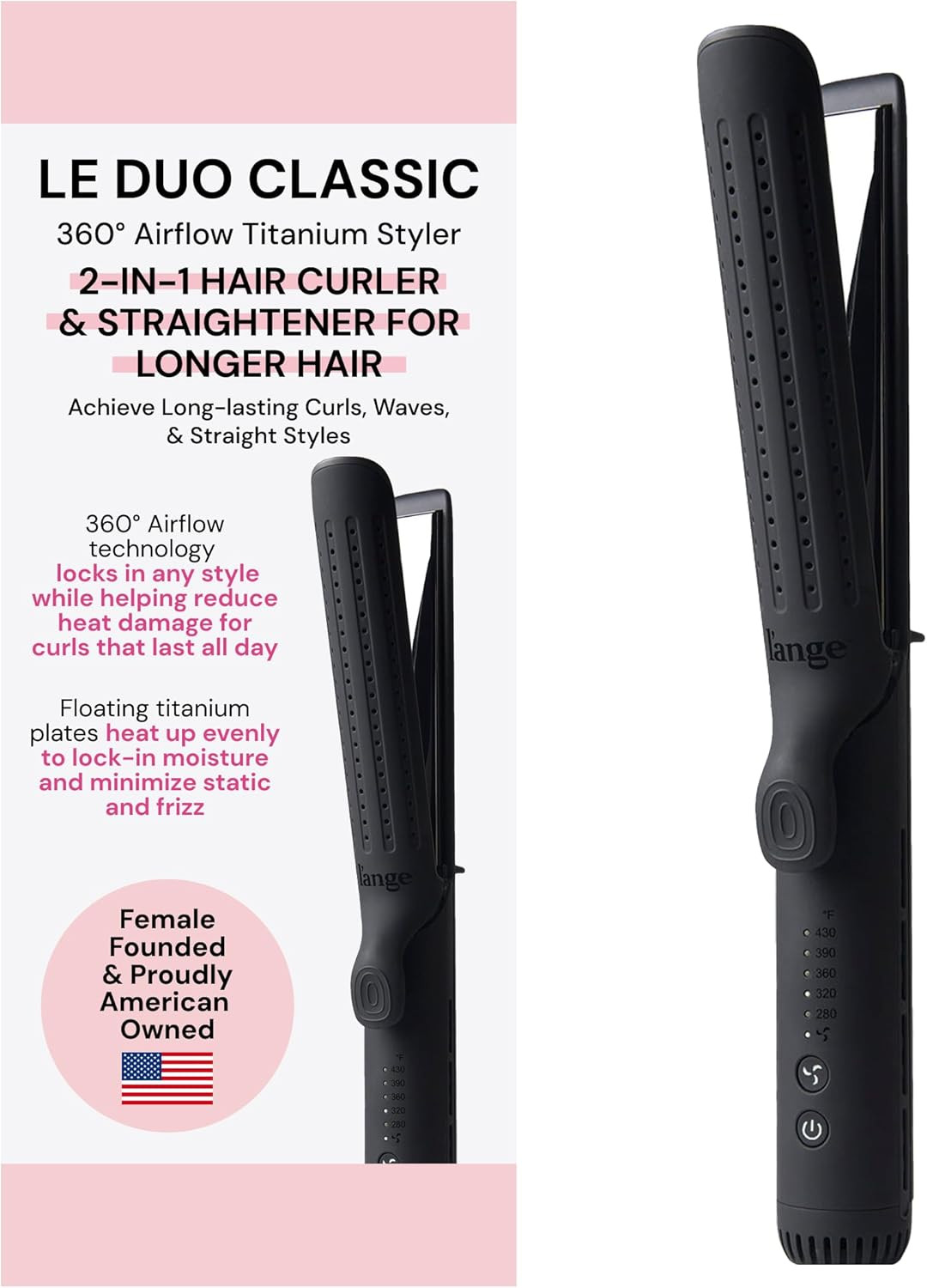 L'ANGE HAIR Le Duo Grande 360° Airflow Styler | 2-in-1 Curling Wand & Titanium Flat Iron Profess... | Amazon (US)