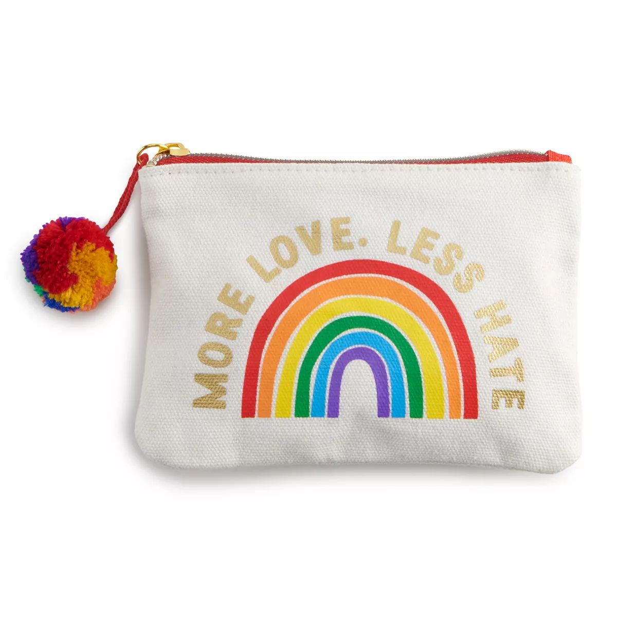 Design Clique Rainbow "More Love Less Hate" Pouch | Kohl's