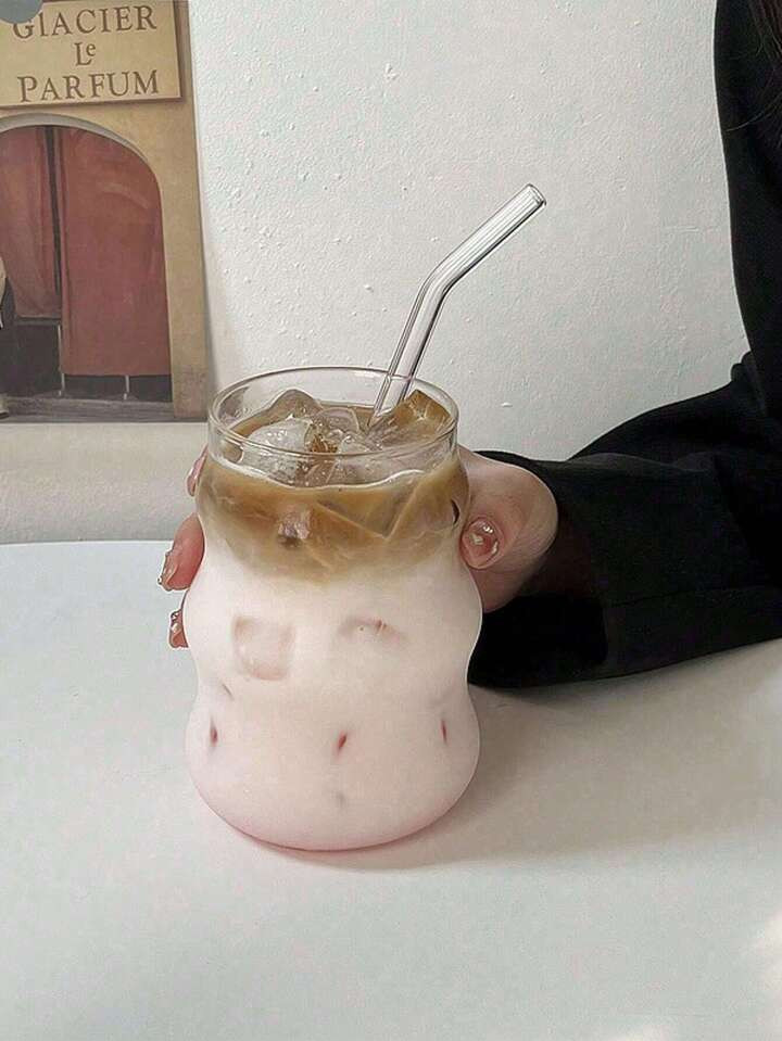 1pc Glass Coffee Cup (Without Straw) For Home Use, Suitable For Women, Drinking Beverage Milk Tea Cup, Suitable For Hot/Cold Drinks, Transparent And Durable, Perfect For Coffee, Tea, Milk, Juice Concentrate Coffee, Drinks In All Seasons, Birthday Gift, Home Supplies, Lovely And Delicate Personalized Gift, To Present To Your Beloved Back To School | SHEIN