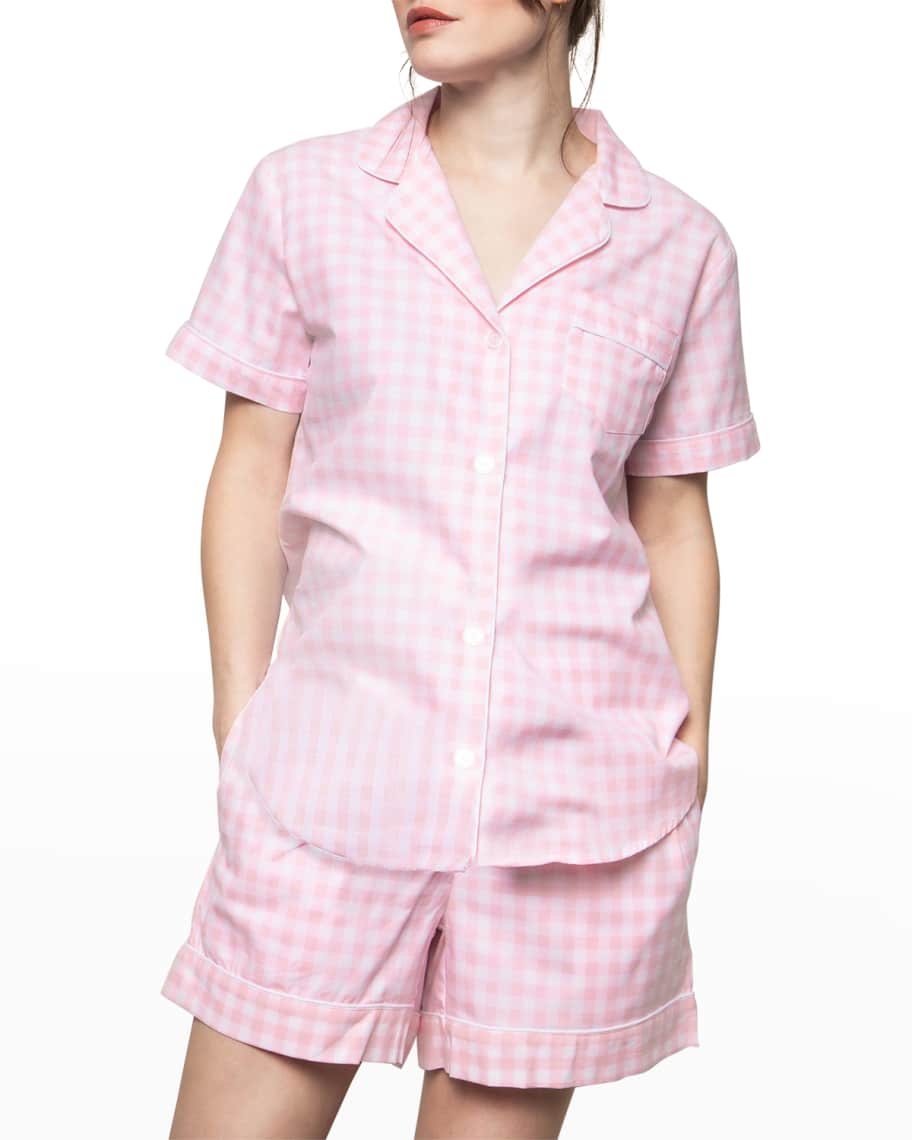Petite Plume Pink Gingham Short Pajama Set | Neiman Marcus