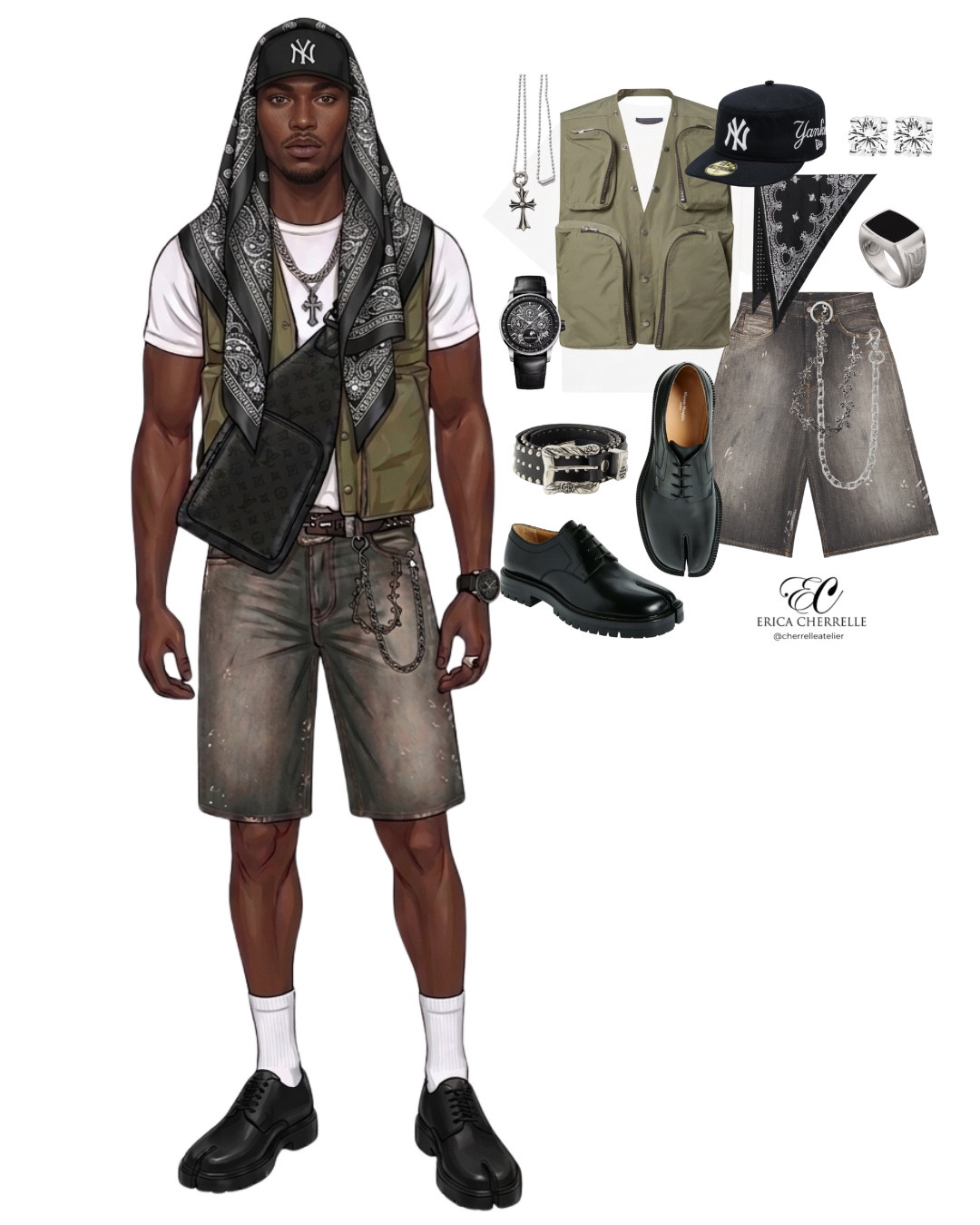 Utility meets luxury—and this is exactly where menswear is headed.🟢⛓️🪖

The crossbody bag? No longer optional—it’s a core piece in modern men’s style, blending function with statement energy 

The utility vest + workwear details? Streetwear’s obsession with rugged, functional pieces isn’t slowing down anytime soon 

And when you layer it with clean basics, tailored shorts, and elevated accessories, you get that effortless “I didn’t try, but I did” look.

Try mixing function, texture, and intention for a modern look.

This is what my clients are leaning into for 2026— refined streetwear with purpose.

#streetwear #MensFashion #virtualstylist #personalstylist
#StreetwearMen

#LTKSeasonal #LTKFestival #LTKootd