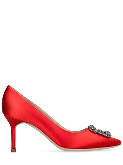 Manolo Blahnik - 70mm hohe pumps aus spitze und satin „hangisi“ - Rot | Luisaviaroma | Luisaviaroma