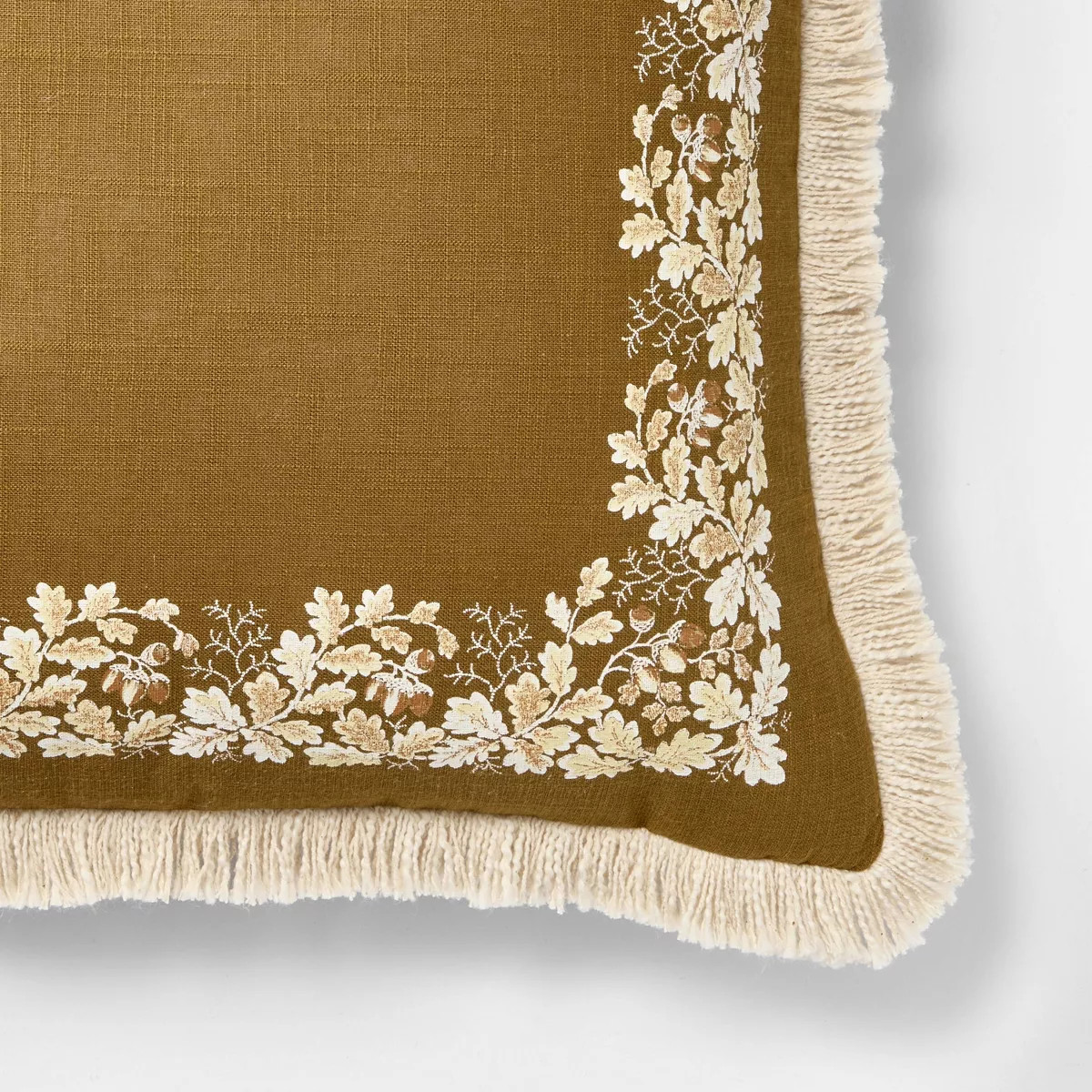 Olive Leaf Embroidered Pillow with Fringe -20 x 20" - Threshold designed with Studio McGee | Target