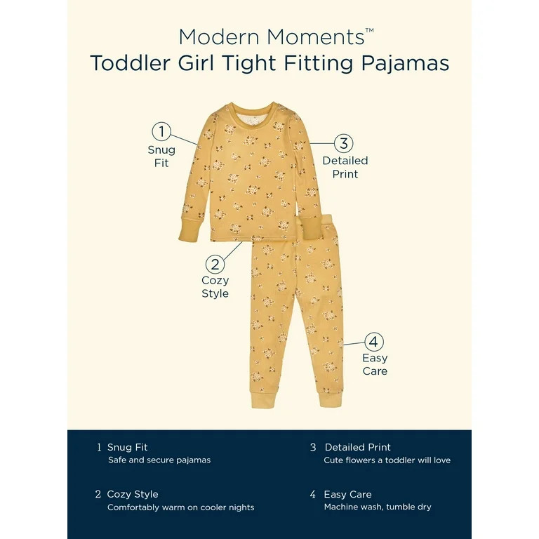 Modern Moments By Gerber Toddler Girl Tight Fitting Pajamas Set, 2-Piece, Sizes 12M-5T - Walmart.... | Walmart (US)