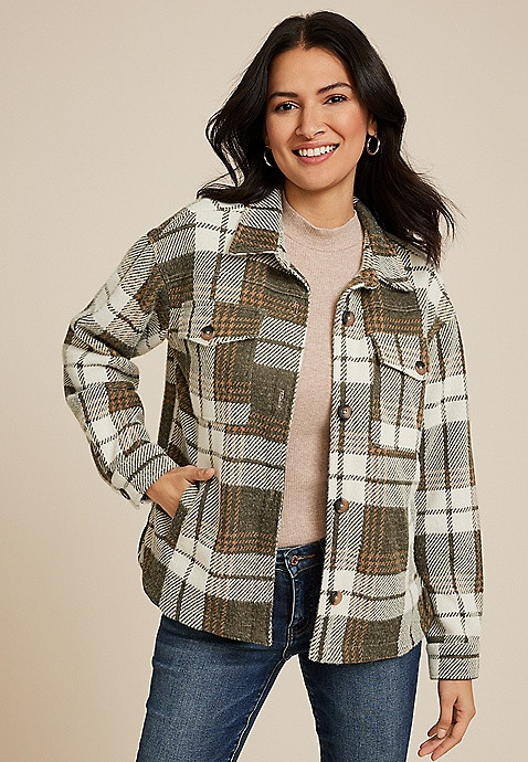 Shoreline Shortie Plaid Shacket​ | Maurices