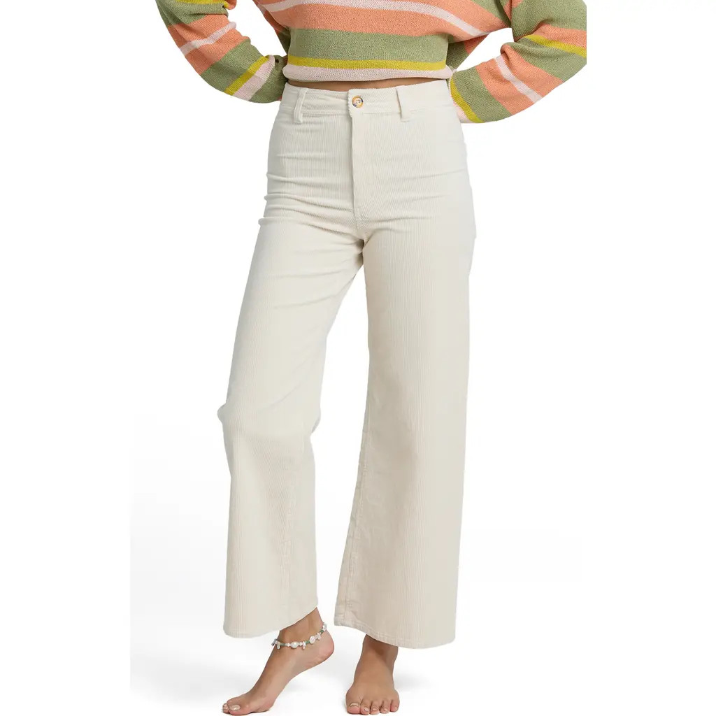 Billabong Free Fall Mid Rise Wide Leg Twill Pants in Sea Salt at Nordstrom Rack, Size 26 | Nordstrom Rack