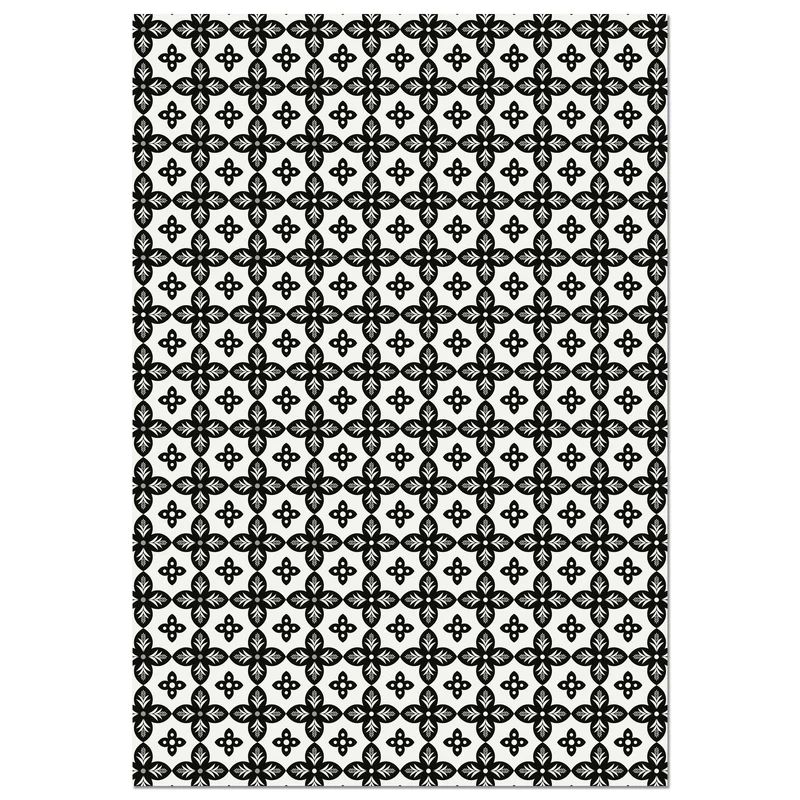 Black And White Ceramic Pattern Decorative Floor Mat | Wayfair North America