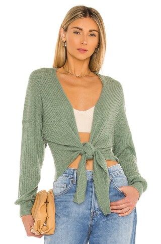 Autumn Cashmere X REVOLVE Tie Front Rib Cardigan in Shrub from Revolve.com | Revolve Clothing (Global)