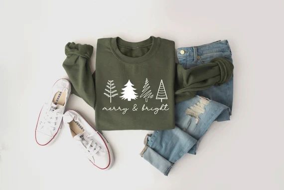 Christmas Tree Sweatshirt, Womens Christmas Sweatshirt, Christmas Sweater, Christmas Crewneck, Ho... | Etsy (US)