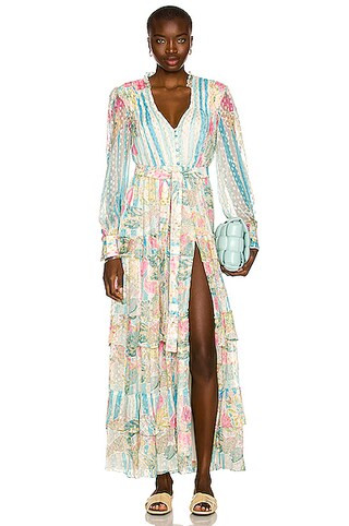 ROCOCO SAND Lily Maxi Dress in Blue | FWRD 