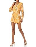 GUESS Women's Eco Long Sleeve Painted Lady Romper, Sunset Paisley Print, Medium | Amazon (US)