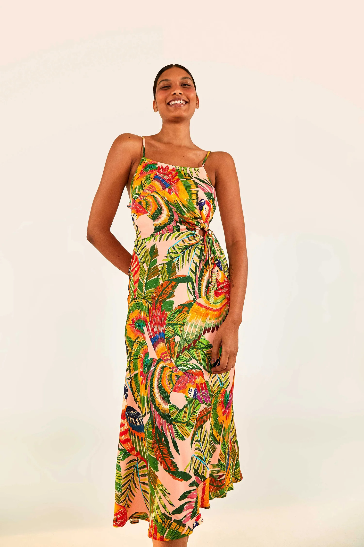 Macaw Leaves Cut-Out Midi Dress | FarmRio (US)