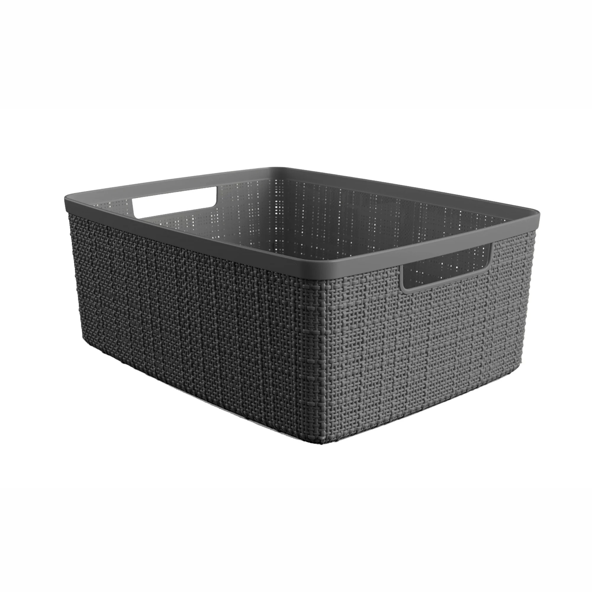 Curver Jute Medium Grey Plastic Storage Basket | Walmart (US)