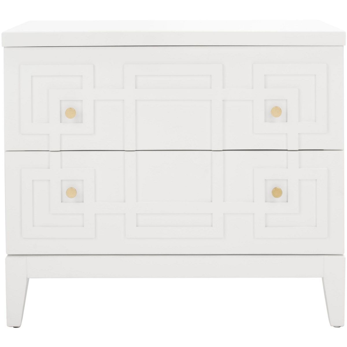 Luiza 2 Drawer Nightstand - White/Gold - Safavieh | Target